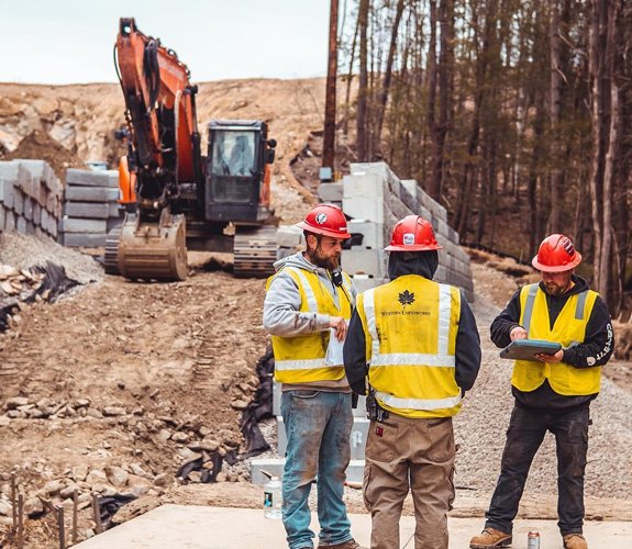 Western Earthworks crew evaluating a civil construction site in Western Massachusetts